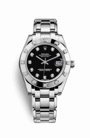 Swiss Replica Rolex Pearlmaster 34 81319 Black diamonds Watch - Click Image to Close