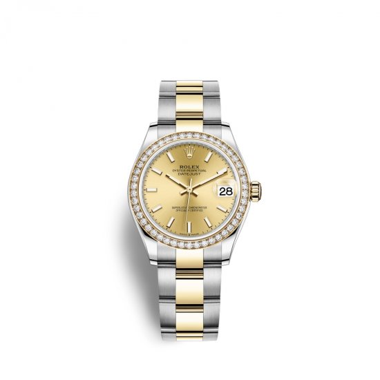 Fake Rolex Datejust 31 Oystersteel 18 ct yellow gold M278383RBR-0013 Champagne-colour Dial Watch - Click Image to Close