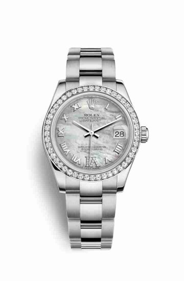 Swiss Replica Rolex Datejust 31 White gold 178384 White mother-of-pearl diamonds Watch - Click Image to Close