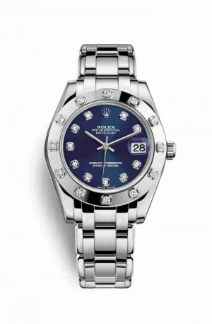 Swiss Replica Rolex Pearlmaster 34 81319 Blue diamonds Watch