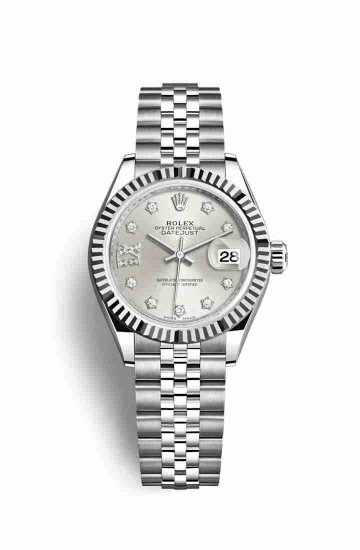 Swiss Replica Rolex Datejust 28 White gold 279174 Silver diamonds Watch - Click Image to Close