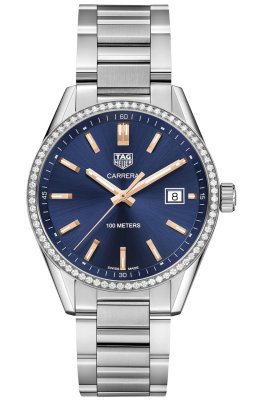 Swiss Replica Tag Heuer Carrera Blue Dial Ladies Watch - Click Image to Close