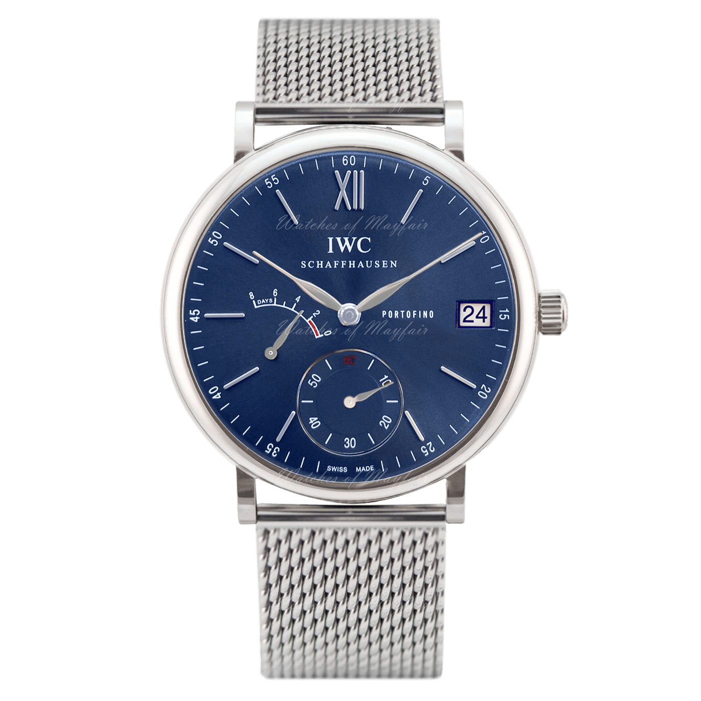 Copy IWC Portofino Hand-Wound Eight Days Manual-winding Blue Dial Men watch - Click Image to Close