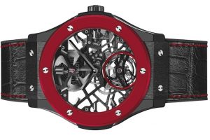 Replica Hublot Classic Fusion Red & Black Ceramic Hand-Wound Skeleton Tourbillon 45mm Watch