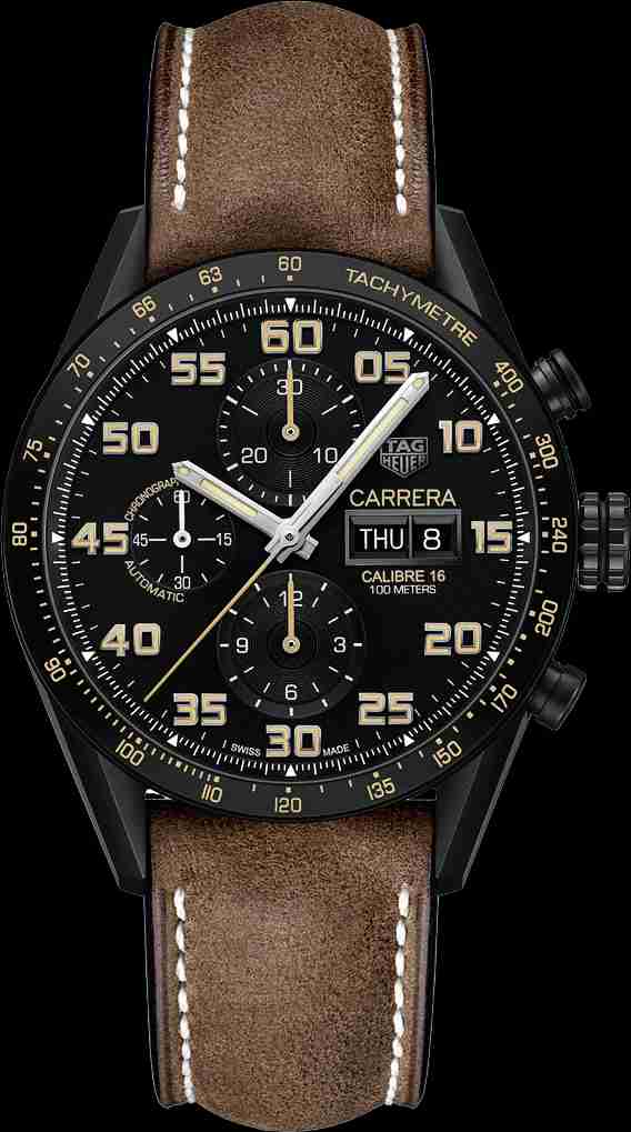 Black Ceramic Replica TAG Heuer Carrera Calibre 16 Day-Date Chronograph Black Titanium Watch Review