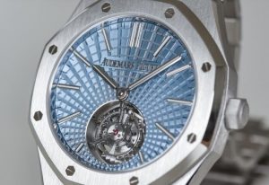 Replica AP Royal Oak Selfwinding Flying Tourbillon Light Blue Platinum Watches Guide 2
