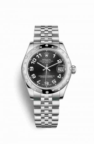 Swiss Replica Rolex Datejust 31 White gold 178344 Black Dial Watch
