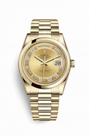 Swiss Replica Rolex Day-Date 36 118208 Champagne diamonds Watch