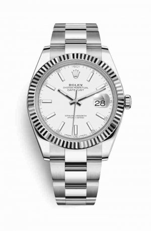 Swiss Replica Rolex Datejust 41 White gold 126334 White Dial Watch