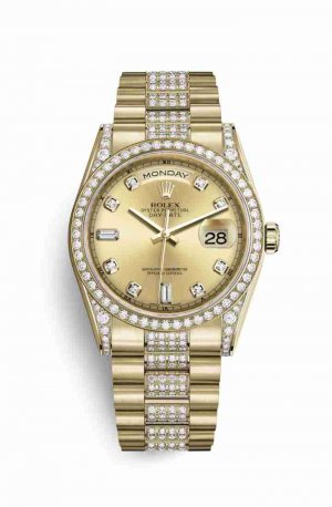 Swiss Replica Rolex Day-Date 36 118388 Champagne diamonds Watch