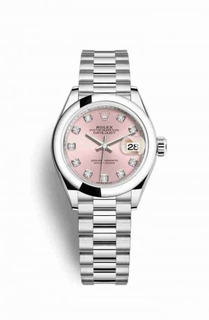 Swiss Replica Rolex Datejust 28 Platinum 279166 Pink diamonds Watch