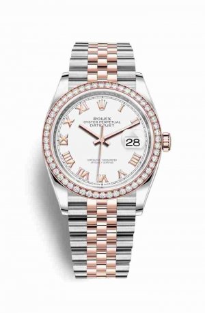 Swiss Replica Rolex Datejust 36 Everose gold 126281RBR White Dial Watch