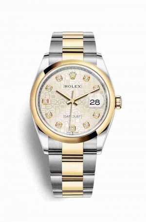 Swiss Replica Rolex Datejust 36 Yellow 126203 Silver Jubilee diamonds Watch