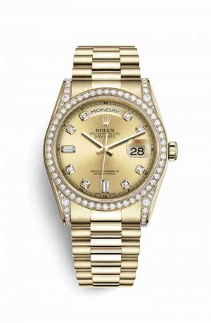 Swiss Replica Rolex Day-Date 36 118388 Champagne diamonds Watch