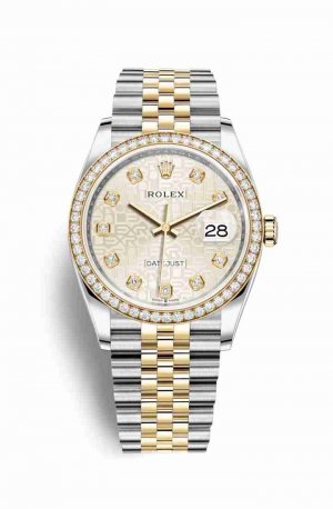 Swiss Replica Rolex Datejust 36 Yellow 126283RBR Silver Jubilee diamonds Watch