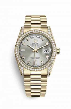 Swiss Replica Rolex Day-Date 36 118388 Silver diamonds Watch