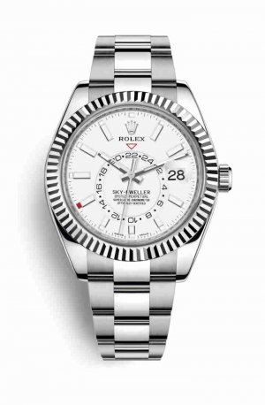 Swiss Replica Rolex Sky-Dweller White gold 326934 White Dial Watch