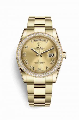 Swiss Replica Rolex Day-Date 36 118348 Champagne Dial Watch