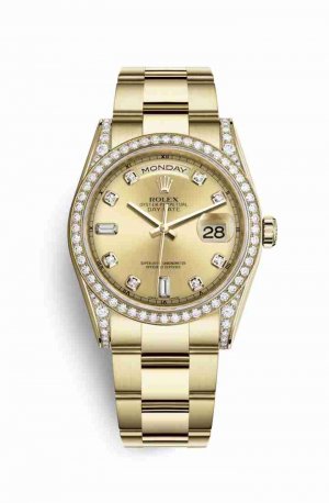 Swiss Replica Rolex Day-Date 36 118388 Champagne diamonds Watch