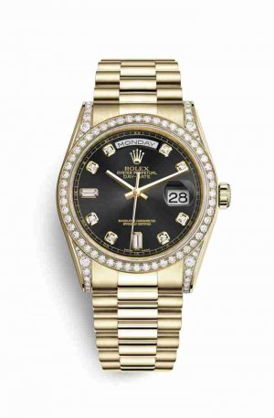 Swiss Replica Rolex Day-Date 36 118388 Black diamonds Watch
