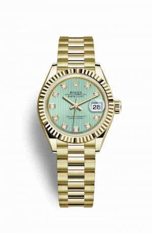 Swiss Replica Rolex Datejust 28 279178 Mint green diamonds Watch