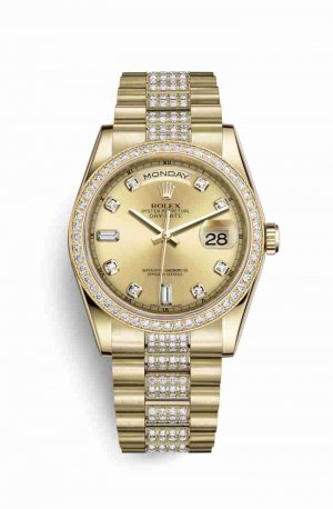 Swiss Replica Rolex Day-Date 36 118348 Champagne diamonds Watch
