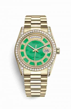 Swiss Replica Rolex Day-Date 36 118388 Carousel of green jade Dial Watch
