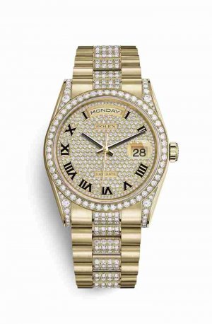 Swiss Replica Rolex Day-Date 36 118388 Diamond-paved Dial Watch