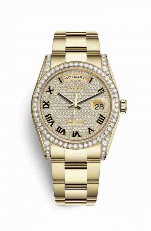 Swiss Replica Rolex Day-Date 36 118388 Diamond-paved Dial Watch