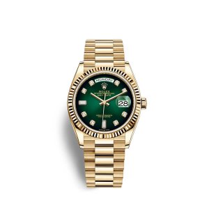 Fake Rolex Day-Date 36 18 ct yellow gold M128238-0069 Green ombre? set with diamonds Dial Watch