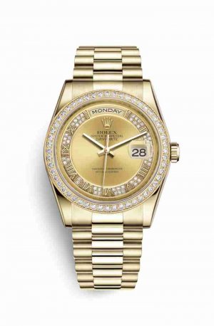 Swiss Replica Rolex Day-Date 36 118348 Champagne diamonds Watch