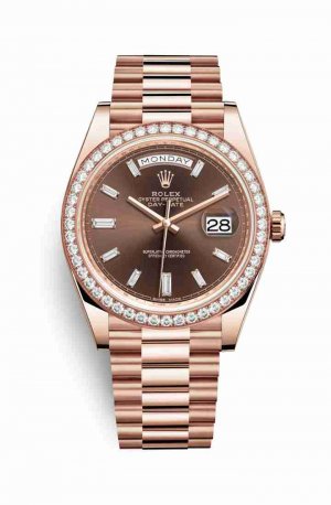 Swiss Replica Rolex Day-Date 40 Everose gold 228345RBR Chocolate diamonds Watch