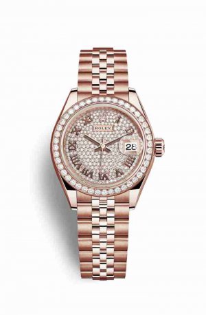 Swiss Replica Rolex Datejust 28 Everose gold 279135RBR Diamond-paved Dial Watch