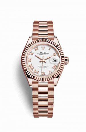 Swiss Replica Rolex Datejust 28 Everose gold 279175 White Dial Watch