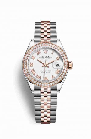 Swiss Replica Rolex Datejust 28 Everose gold 279381RBR White Dial Watch