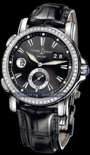 Ulysse Nardin Dual Time 42mm (SS-Diamonds / Black / Leather) 243