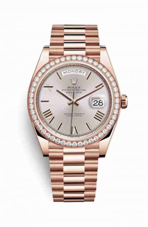 Swiss Replica Rolex Day-Date 40 Everose gold 228345RBR Sundust Dial Watch
