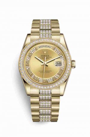 Swiss Replica Rolex Day-Date 36 118348 Champagne diamonds Watch