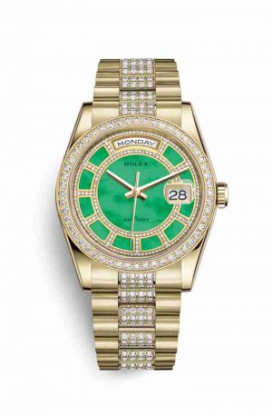 Swiss Replica Rolex Day-Date 36 118348 Carousel of green jade Dial Watch