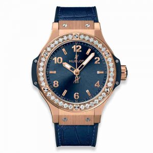 Swiss Replica Hublot Big Bang Gold Blue Diamonds 38mm 361.PX.7180.LR.1204