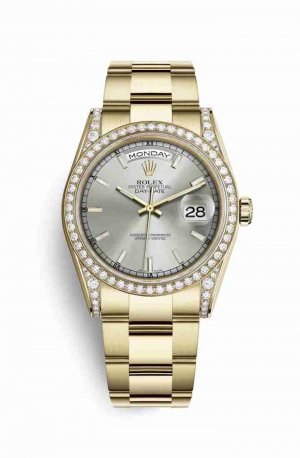 Swiss Replica Rolex Day-Date 36 118388 Silver Dial Watch