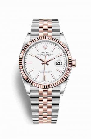 Swiss Replica Rolex Datejust 36 Everose gold 126231 White Dial Watch