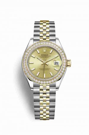 Swiss Replica Rolex Datejust 28 Yellow 279383RBR Champagne Dial Watch