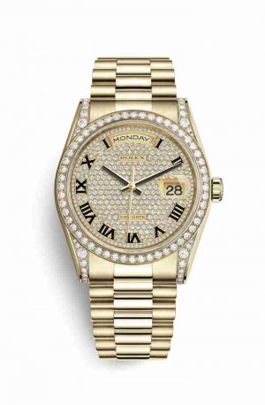 Swiss Replica Rolex Day-Date 36 118388 Diamond-paved Dial Watch