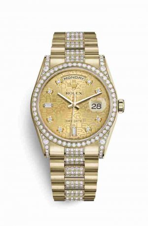 Swiss Replica Rolex Day-Date 36 118388 Champagne Jubilee diamonds Watch