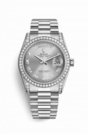 Swiss Replica Rolex Day-Date 36 diamonds 118389 Rhodium Dial Watch