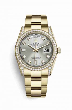 Swiss Replica Rolex Day-Date 36 118388 Silver diamonds Watch