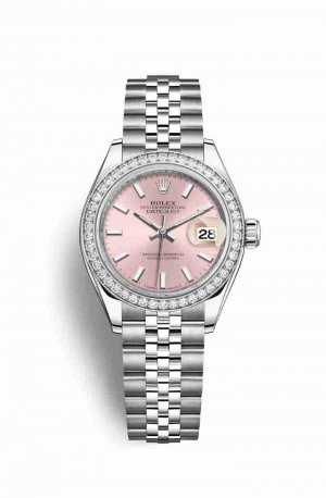 Swiss Replica Rolex Datejust 28 White gold 279384RBR Pink Dial Watch