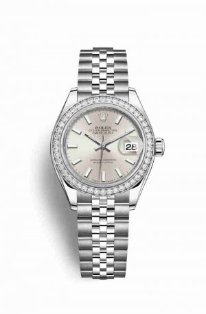 Swiss Replica Rolex Datejust 28 White gold 279384RBR Silver Dial Watch