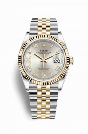 Swiss Replica Rolex Datejust 36 Yellow 126233 Silver diamonds Watch
